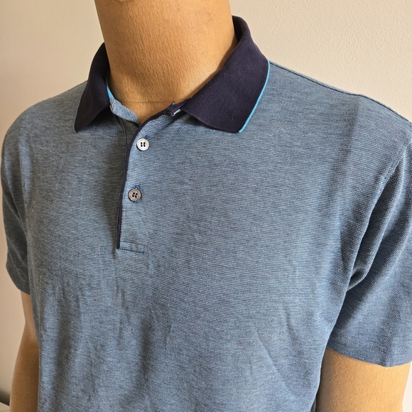 Ermenegildo Zegna Blue Polo with Dark Collar - Picture 3 of 8
